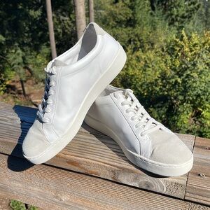 VINCE Janna White Leather Gray Suede lace-up sneaker women’s US size 8.5 EU 38.5